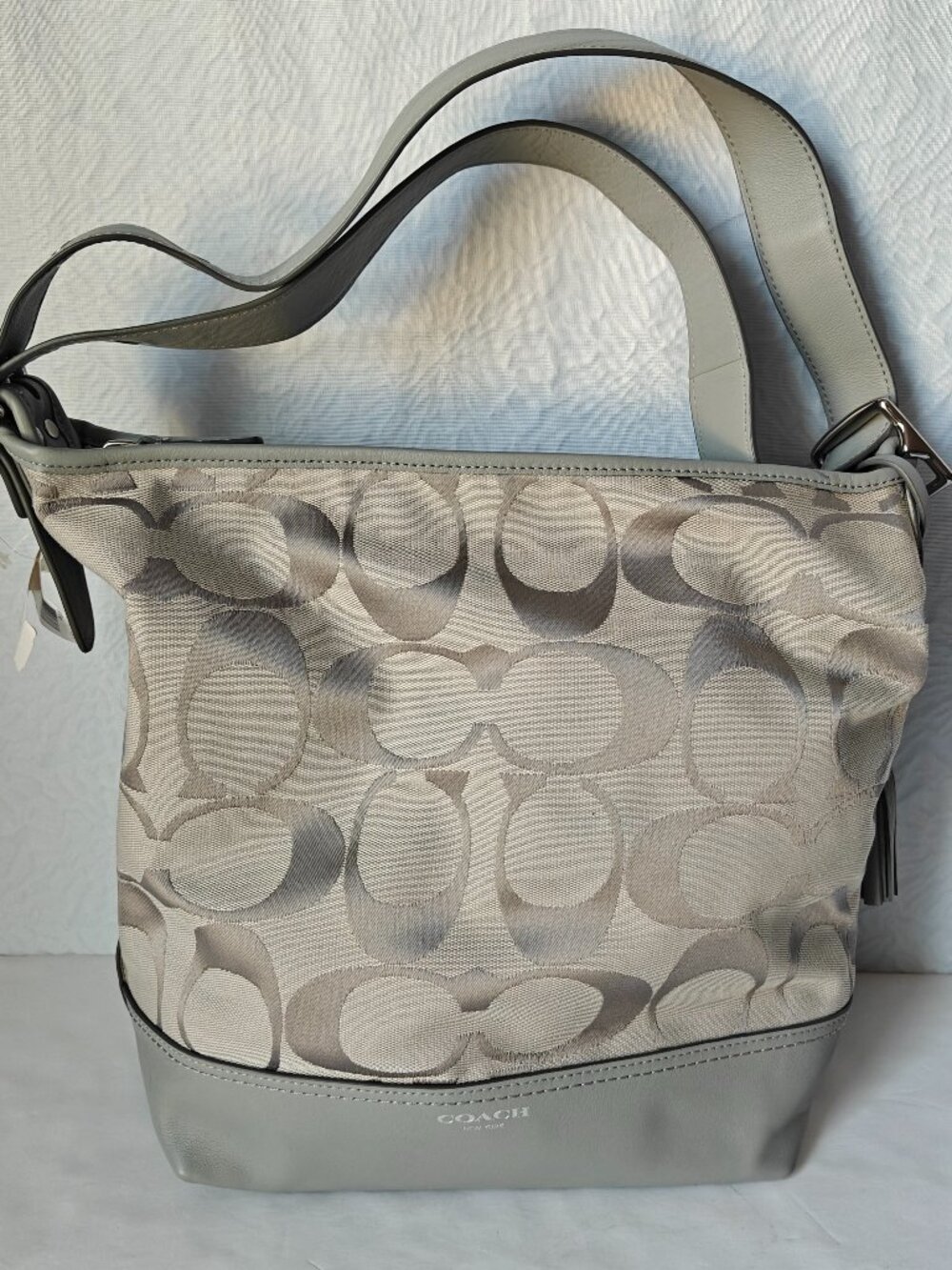 COACH Legacy Signature Duffle Bag Crossbody Gray